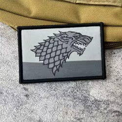 Parche de lobo, insignia de moral táctica, emblema del ejército militar, pegatina para mochila, parches tejidos con gancho para ropa