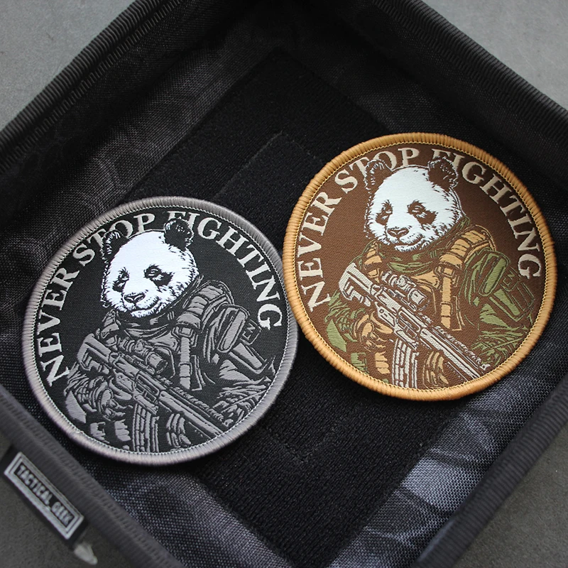 Etiqueta tejida del ejército Panda, brazalete táctico versátil, insignia de moral de ventilador militar, mochila DIY, chaqueta, chaleco, casco y parche de gancho - imagen 5