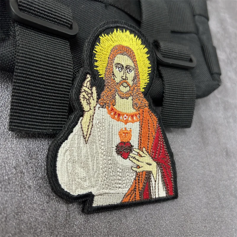 Parche bordado de Jesús grande para ropa, insignias de moral táctica, parches militares con gancho, pegatinas para mochila, brazalete - imagen 5