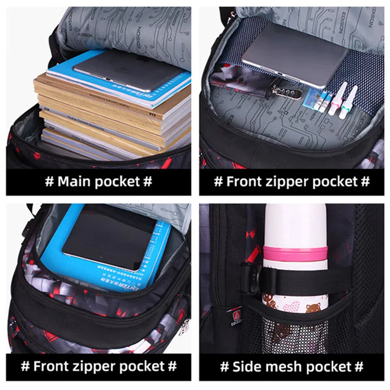 Mochila escolar de fútbol con estampado, bolsa de fútbol de viaje para niño adolescente, malla transpirable de gran capacidad, ligera, a la moda - imagen 4