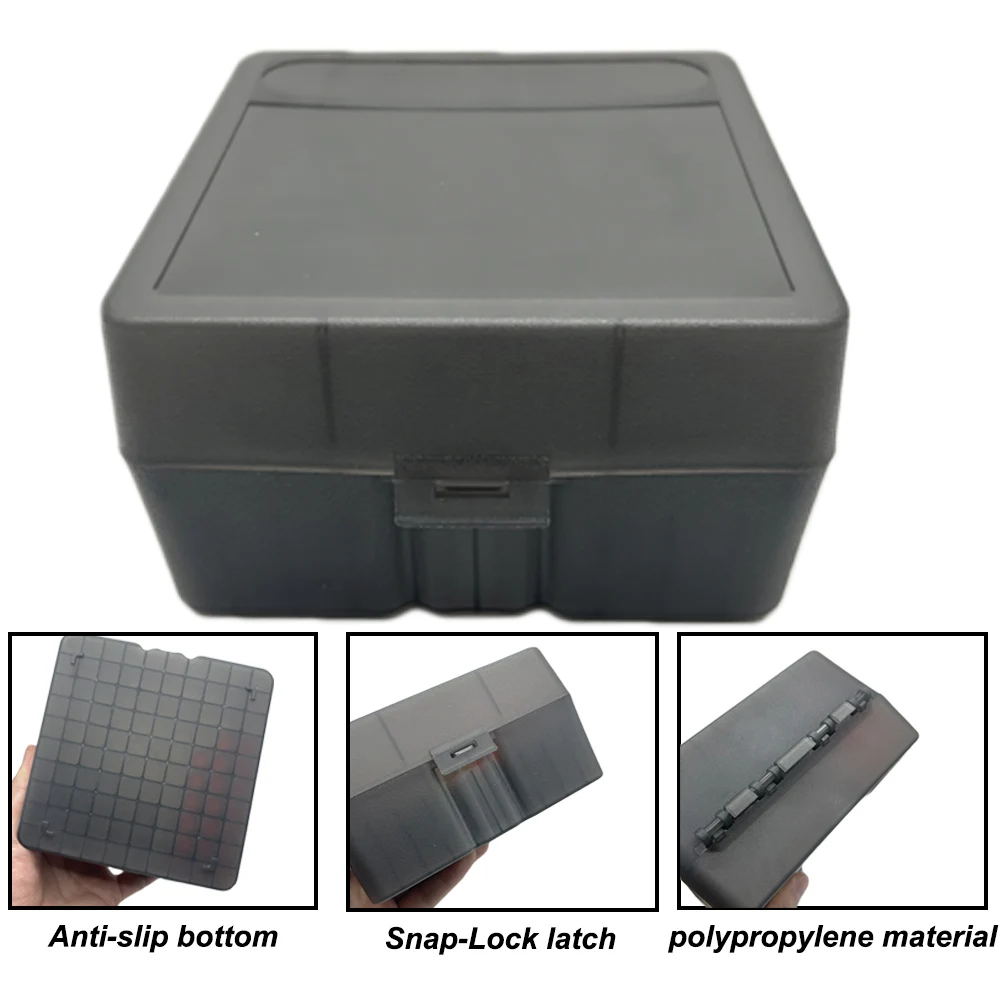 Caja de almacenamiento de municiones duradera redonda 100, cartucho táctico, soporte de carcasa redonda para accesorios de caza de calibre 5,56x45, 223, - imagen 2