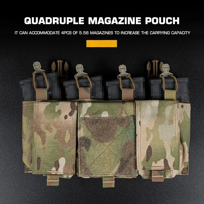 Bolsa táctica para revista QUAD 5,56, cartel de liberación rápida, hebilla QASM, Panel frontal para CPC FCSK ARC JPC, chaleco de caza, portador de placa - imagen 5