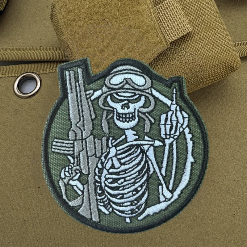 Parche bordado esqueleto Chevron para chaleco táctico insignia moral - imagen 5