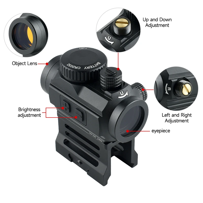 Mira telescópica táctica de punto rojo para caza al aire libre, visor óptico compacto para montaje en riel de 22mm, BD02N - imagen 2