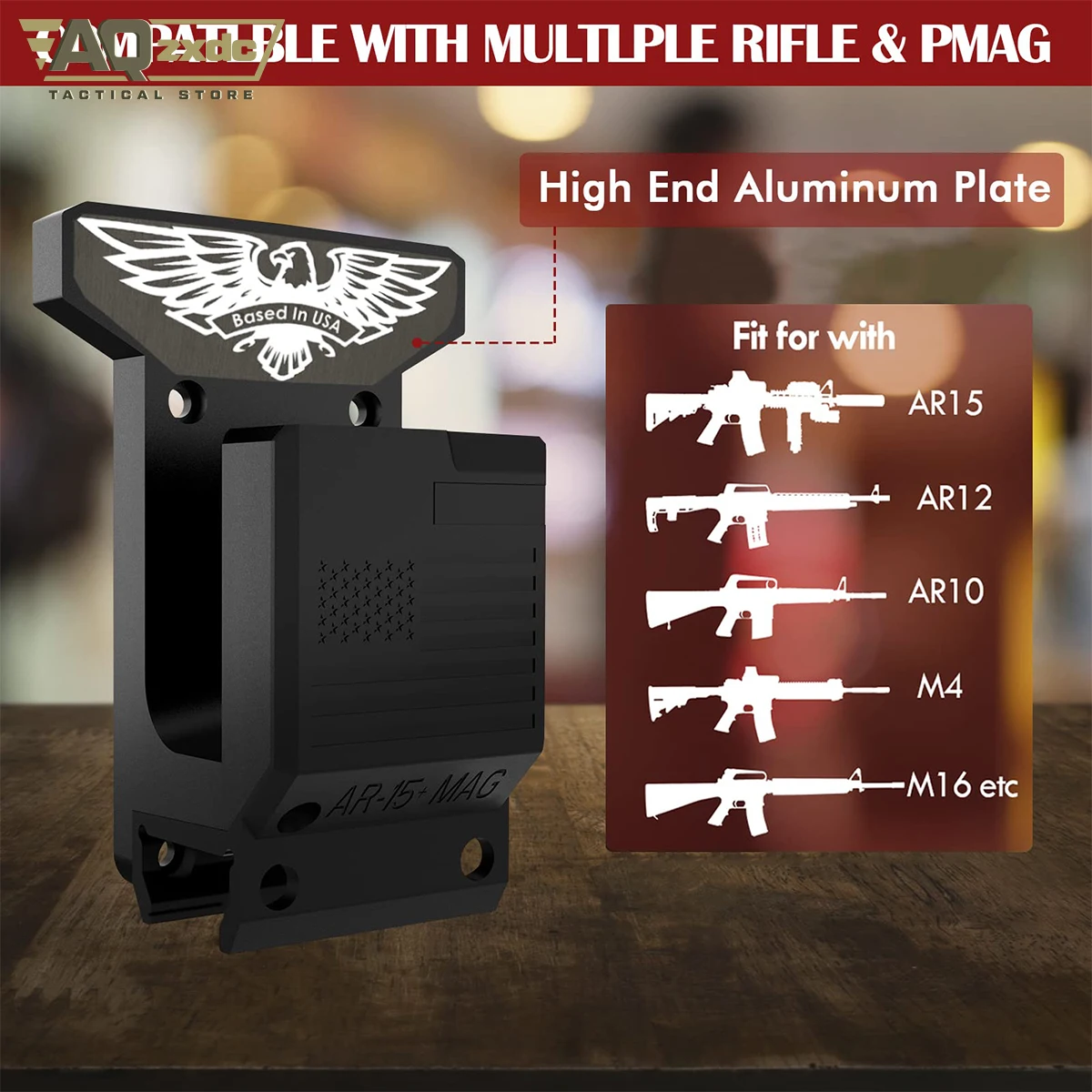 Soporte de pared para Rifle + soporte de pared para Rifle PMAG AR15, montaje seguro para sala de garaje, 223/5 para Rifle, 56 - imagen 5