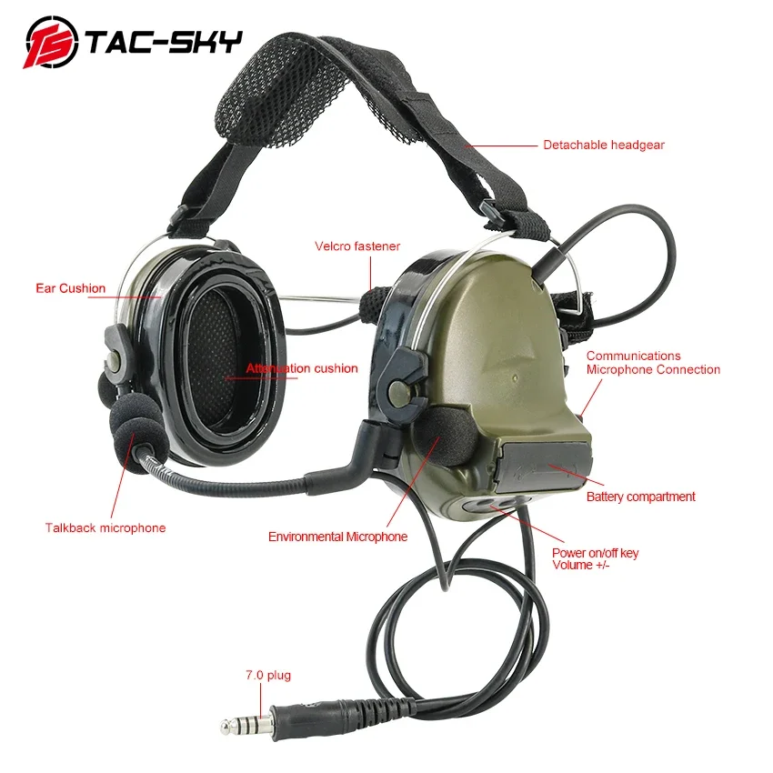TAC-SKY nueva versión de diadema trasera COMTA II auriculares tácticos con reducción de ruido protección auditiva auriculares de tiro Airsoft - imagen 3