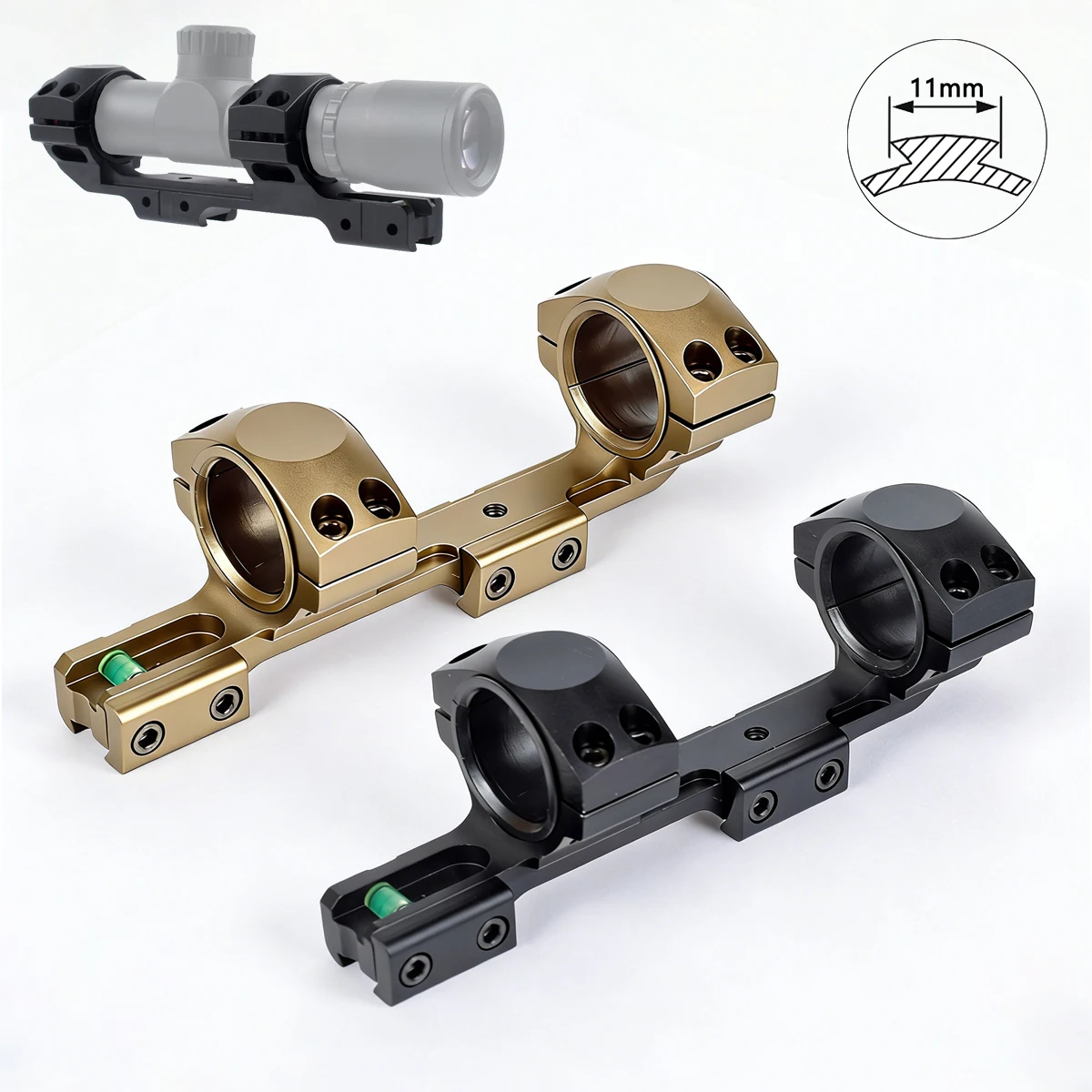 Montura táctica para riel cola de milano con nivel burbuja rifle - imagen 2