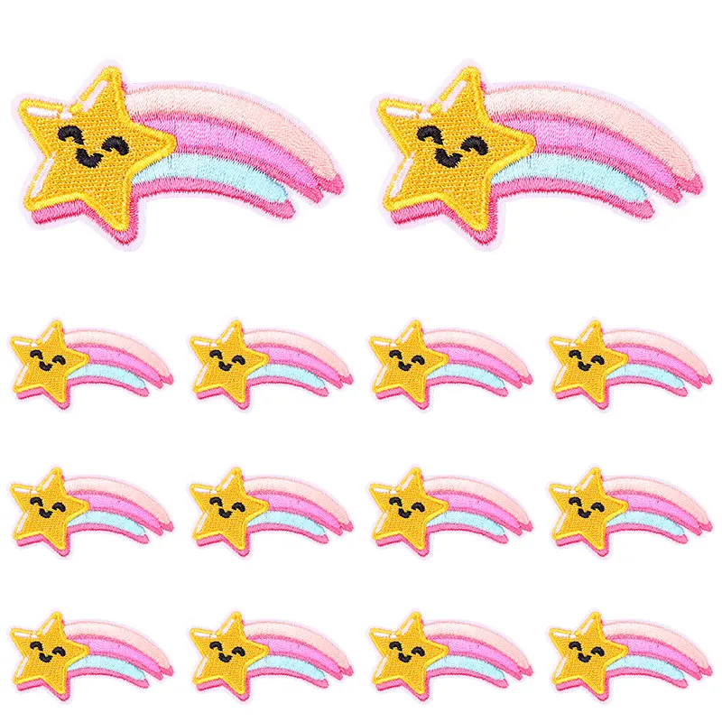 Parche bordado de dibujos animados/arcoíris, Animal lindo DIY, parches termoadhesivos para planchar en la ropa, 10 unids/lote - imagen 4