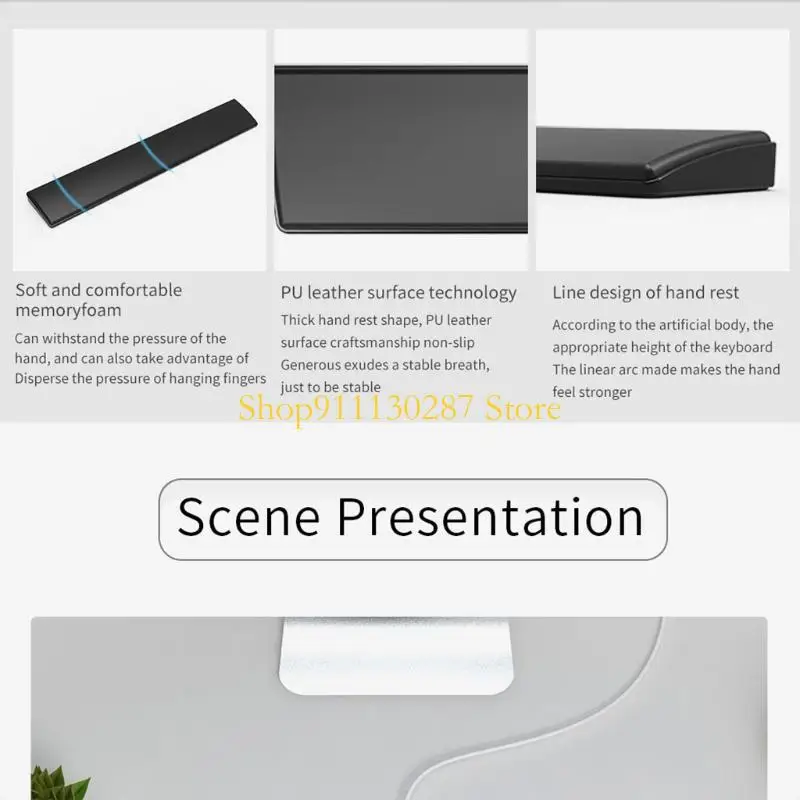 J1HC Cómodo teclado espuma viscoelástica suave, reposamanos, almohadilla soporte para muñeca para escribir fácilmente - imagen 2