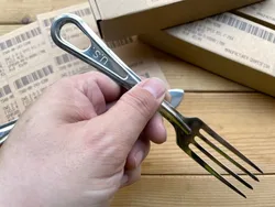 Cubierto táctico acero inoxidable – Cuchara y tenedor militar camping