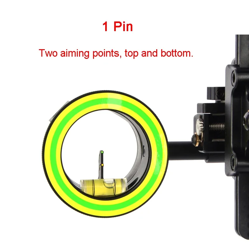 Mira de arco compuesto, 1 Pin, 2 punto de puntería, aleación de aluminio 6061, ajustable para tiro con arco, accesorios de caza, 1 ud. - imagen 3