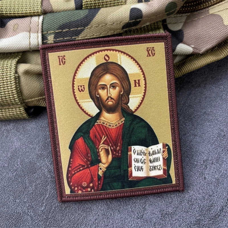 Parche táctico con estampado de Jesucristo para ropa, insignias de moral, parches militares con gancho, pegatinas para mochila - imagen 2