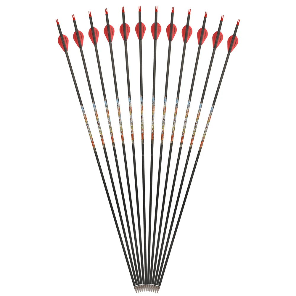 ‌ Flecha de carbono puro para tiro con arco, columna vertebral de 31 pulgadas, 250-600 ID, paletas de goma de 6,2mm para arco compuesto, objetivo de tiro de caza, 12 Uds. ‌ - imagen 4