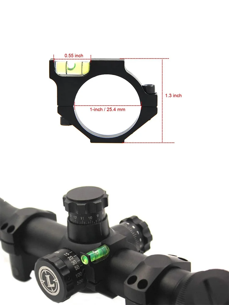 Nivel de burbuja de alcance, diámetro de anillo de 25,4mm, calibración de alta precisión para disparar, Rifle de caza, calibración
