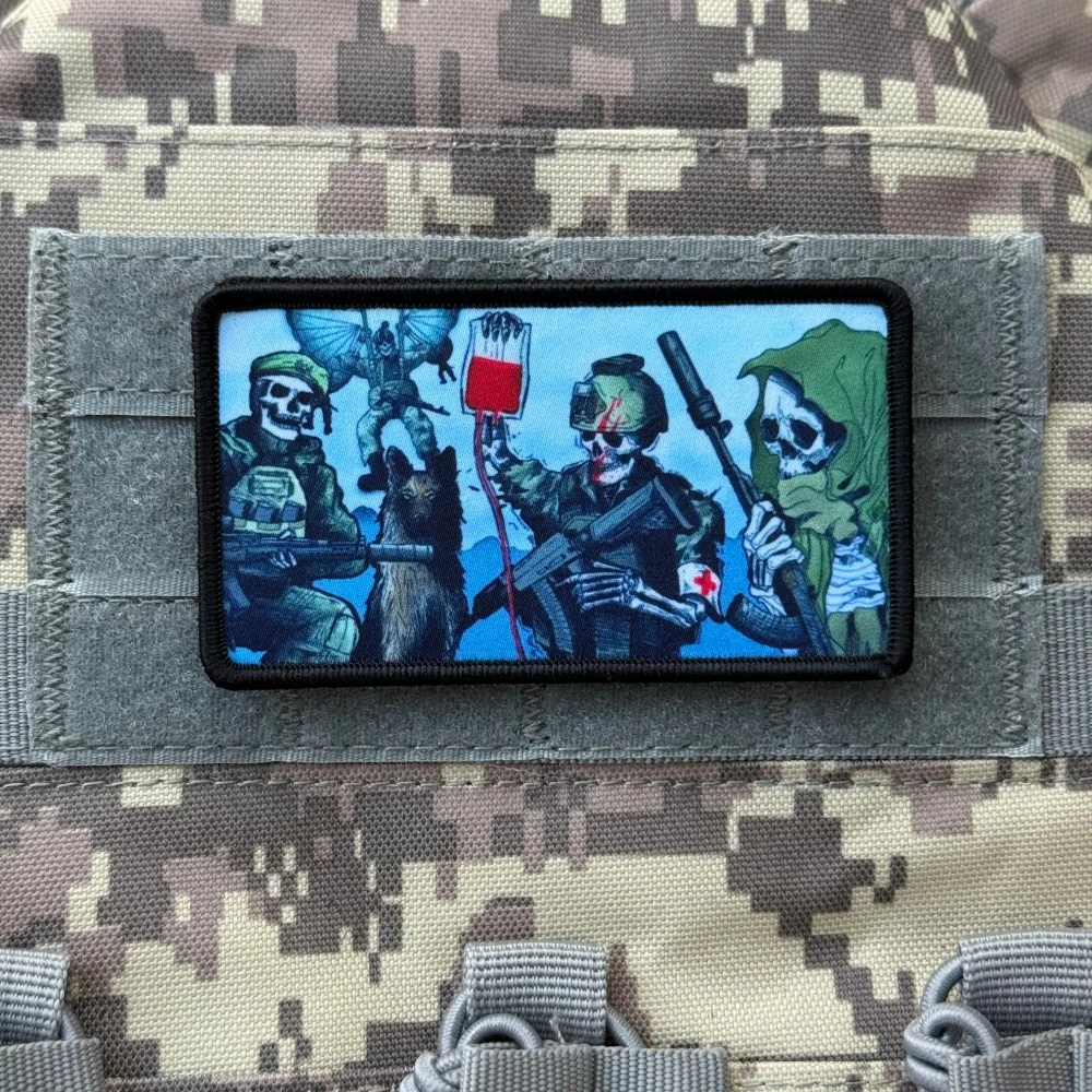 Insignia de moral con estampado de soldado táctico Chevron, brazalete táctico militar, parches de gancho y bucle, pegatinas con apliques para mochila y ropa - imagen 2