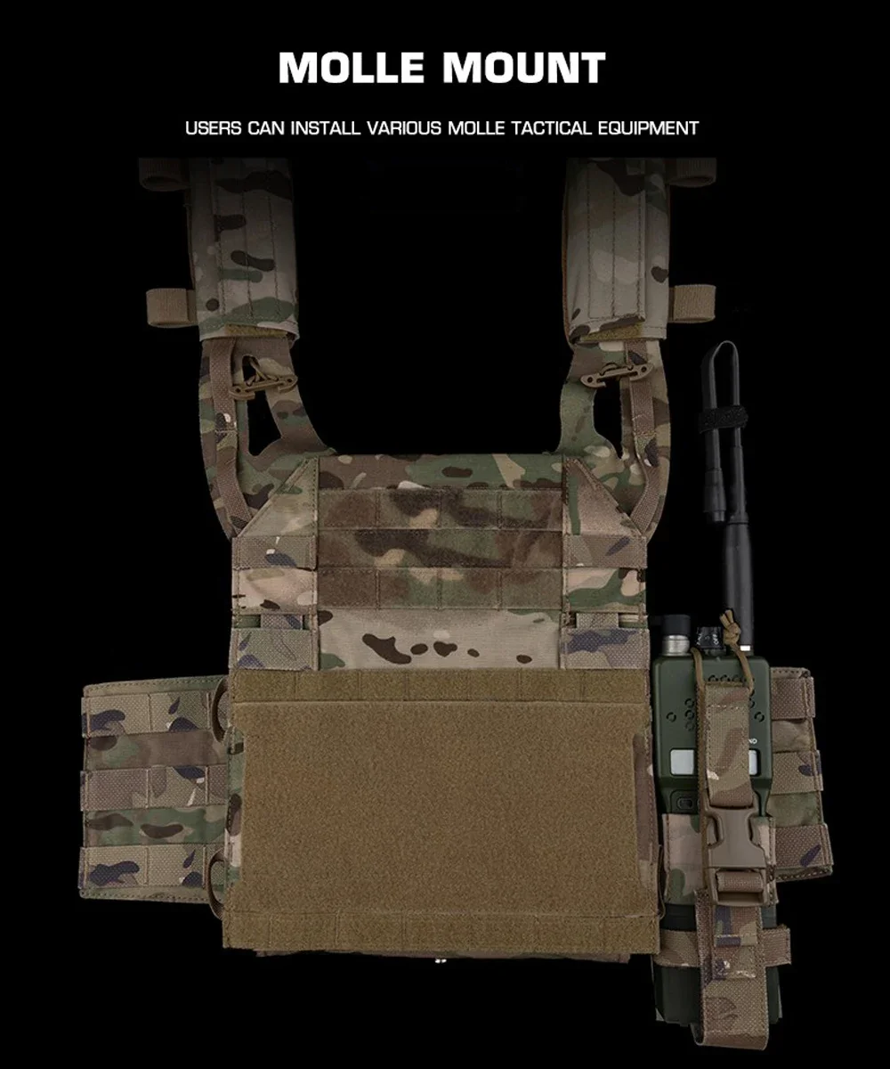 Chaleco táctico de montaje lateral, Panel MOLLE, gancho, soporte de Radio de caza, portador de placa serie R, accesorios para chaleco Airsoft extendido - imagen 5