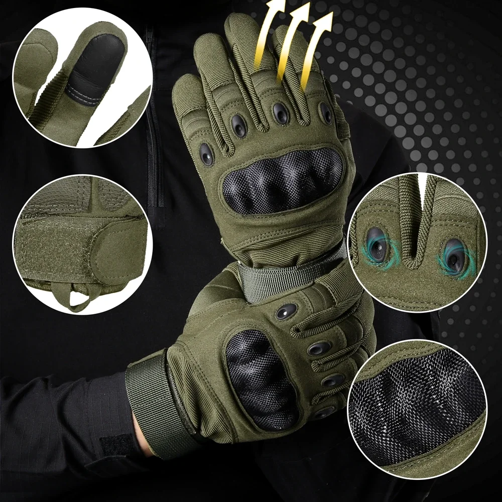 Guantes tácticos de ciclismo, guante de pantalla táctil, deportes, escalada, bicicleta y senderismo, Camuflaje, Airsoft, militar, guantes con dedos completos - imagen 4