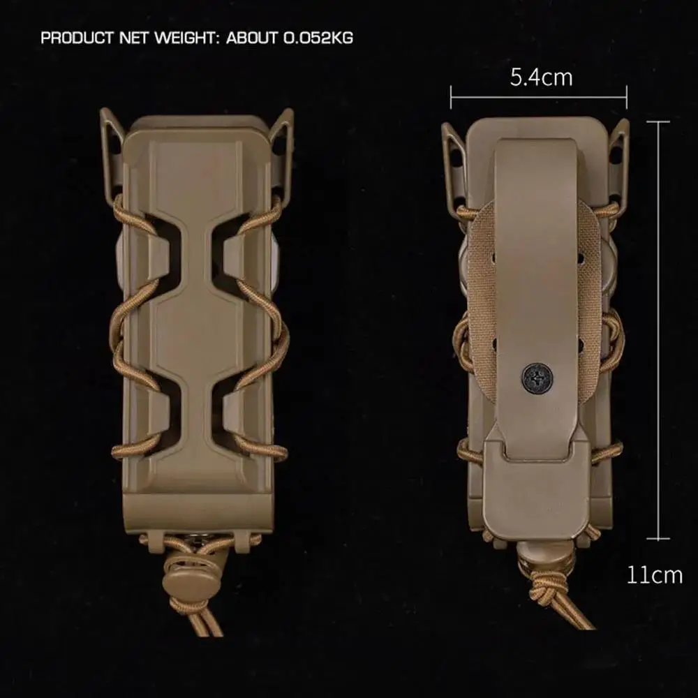 Bolsa táctica para revistas de pistola, bolsa con soporte para Mag de 9mm/45ACP, sistema Molle de liberación rápida ajustable, equipo Airsoft para caza y tiro - imagen 2