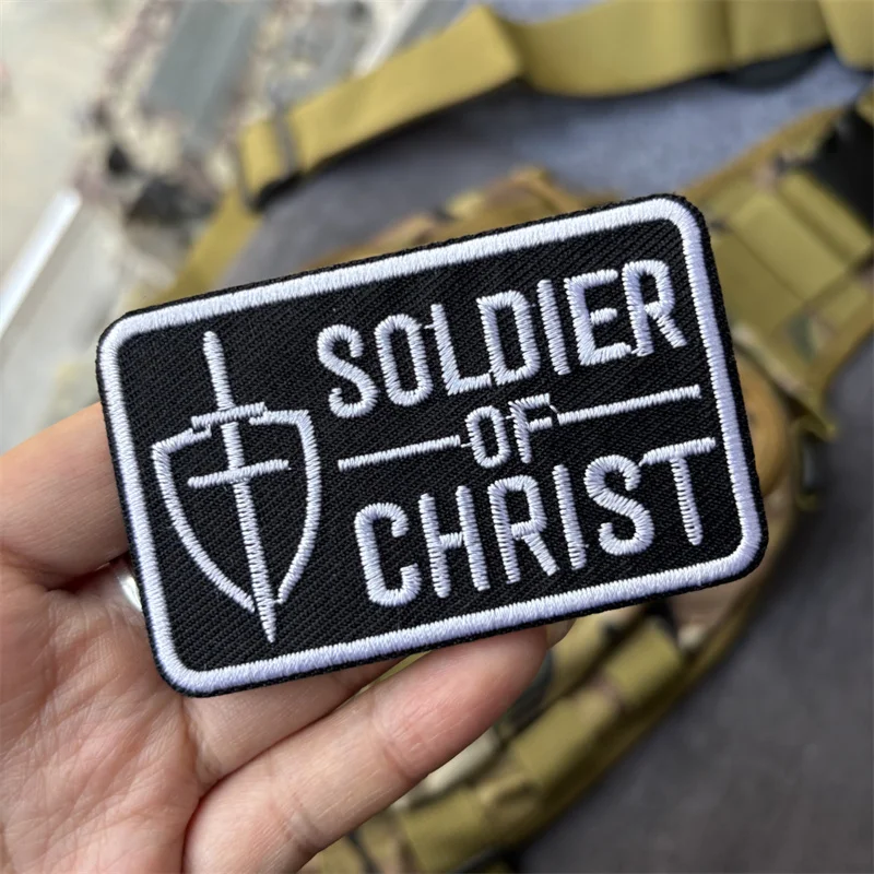Parche bordado "Soldado de Cristo" para ropa, gancho, insignia de moral táctica, parches, pegatinas para mochila - imagen 4