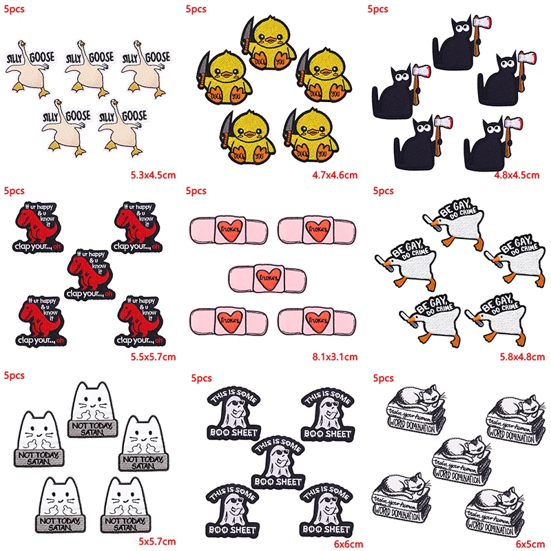 5 unids/lote parche de animales de dibujos animados parches para planchar para ropa parches termoadhesivos en ropa parche bordado para decoración de ropa