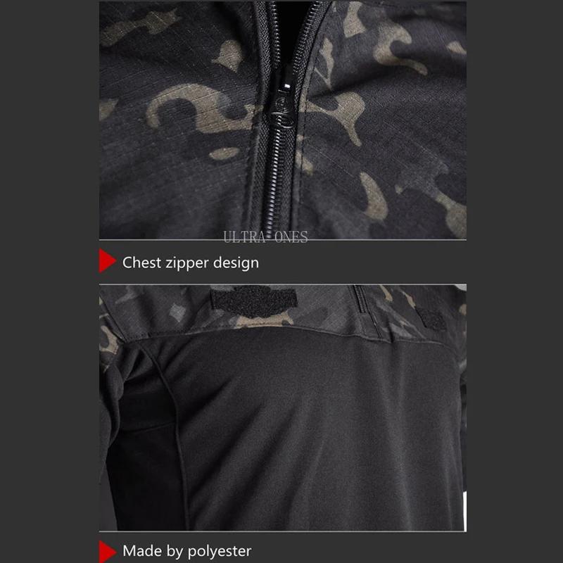 Camisas tácticas de manga corta Airsoft para hombre, camiseta de camuflaje de secado rápido para entrenamiento de combate, ropa transpirable para caza, senderismo y escalada - imagen 5