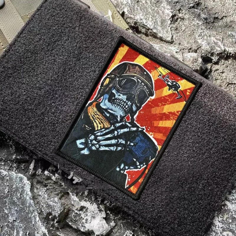 Parche táctico de calavera, insignia de moral militar, mochila con gancho y bucle estampado, accesorios de decoración de ropa, brazalete adhesivo - imagen 4