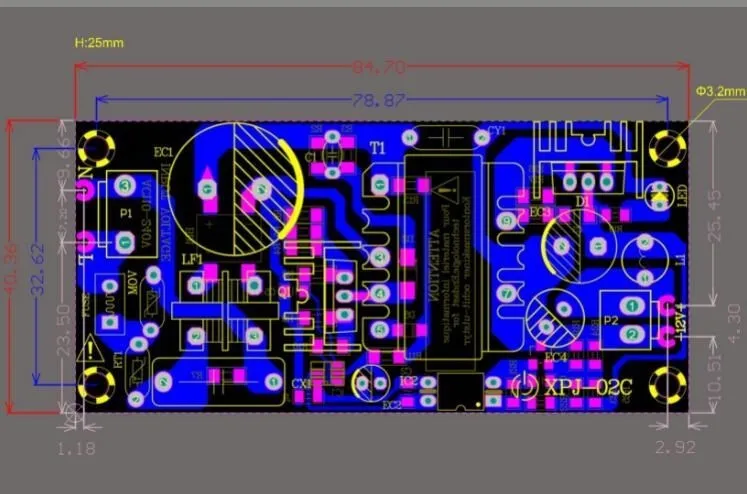 Módulo de fuente AC-DC 220V a 12V/24V (circuito desnudo)