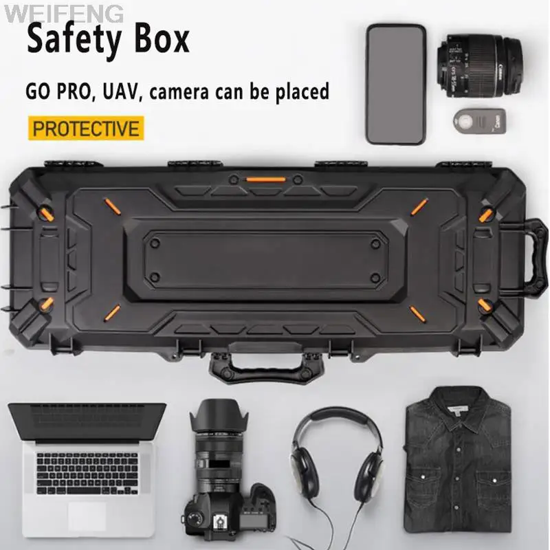 Estuche rígido de seguridad para Rifle Airsoft, caja de herramientas de caza y pesca, almacenamiento táctico con esponja acolchada a prueba de golpes, 109CM - imagen 4
