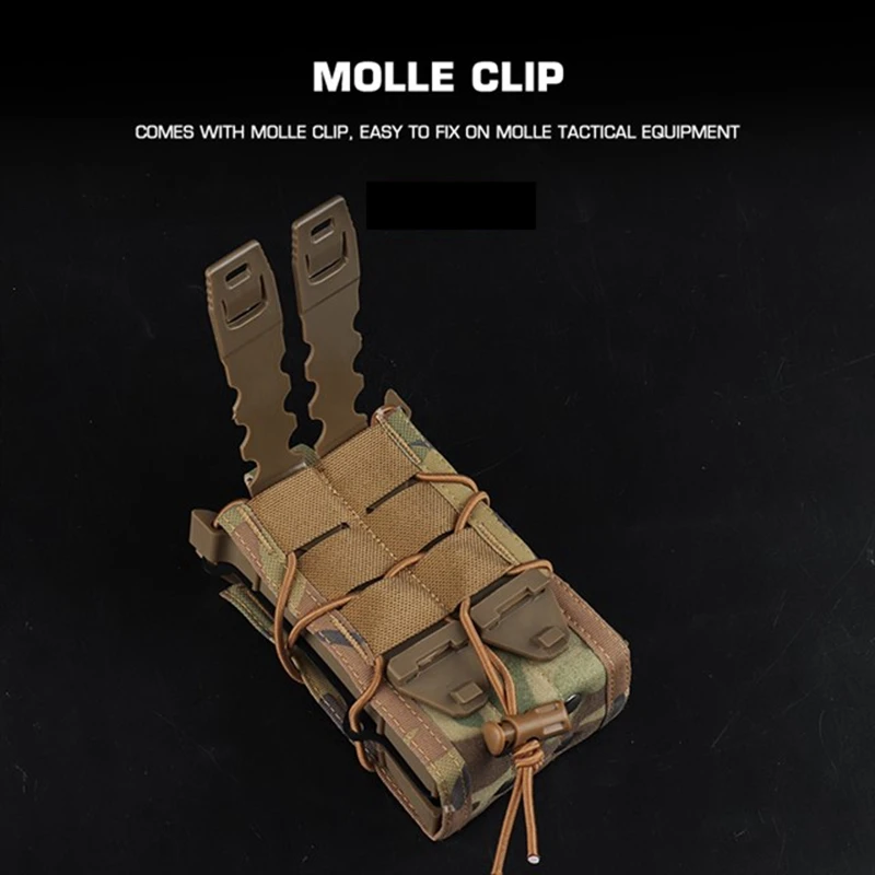 7,62 bolsa doble para revistas, bolsa para pistola de caza, caja de revistas Molle elástica táctica, soporte magnético ajustable para AK AR15 - imagen 3