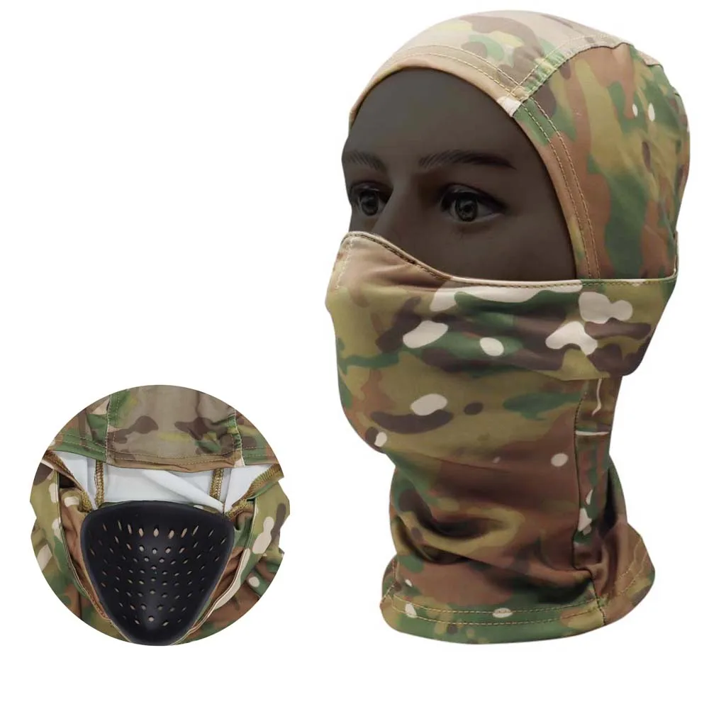 Máscara táctica pasamontañas para exteriores capucha de cabeza de silicona media cara a prueba de viento casco Camping pesca senderismo juego