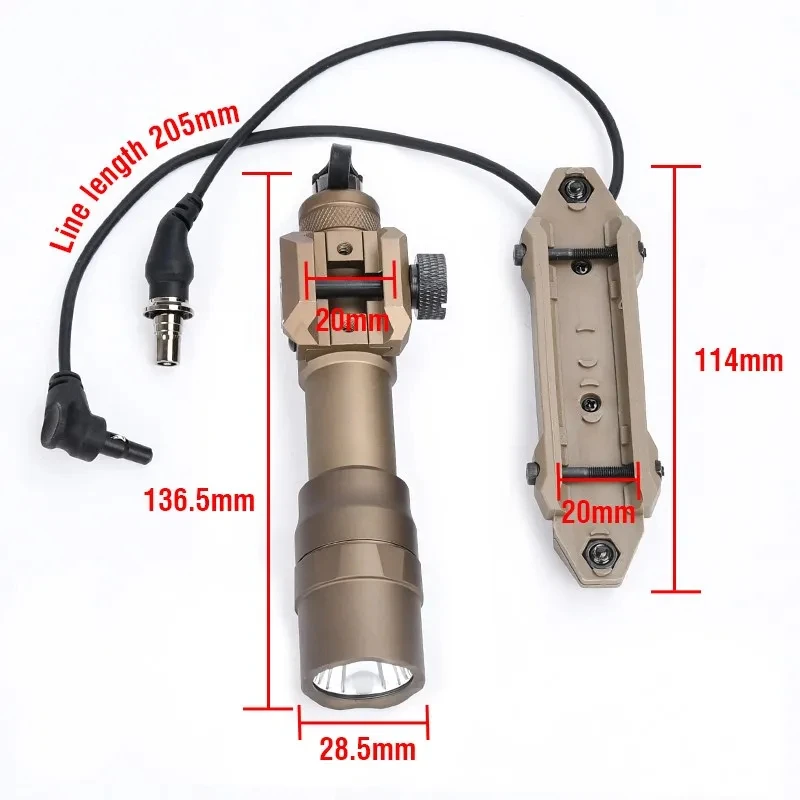 Linterna táctica potente M600DF WADSN, luz LED de explorador aumentada, interruptor de presión de doble función SF, lámpara para arma de caza y grúa - imagen 5