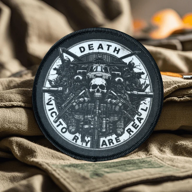 Emblema de gancho y bucle con estampado de calavera, parche táctico de moral REAL, insignia militar, brazalete de combate, pegatinas para mochila