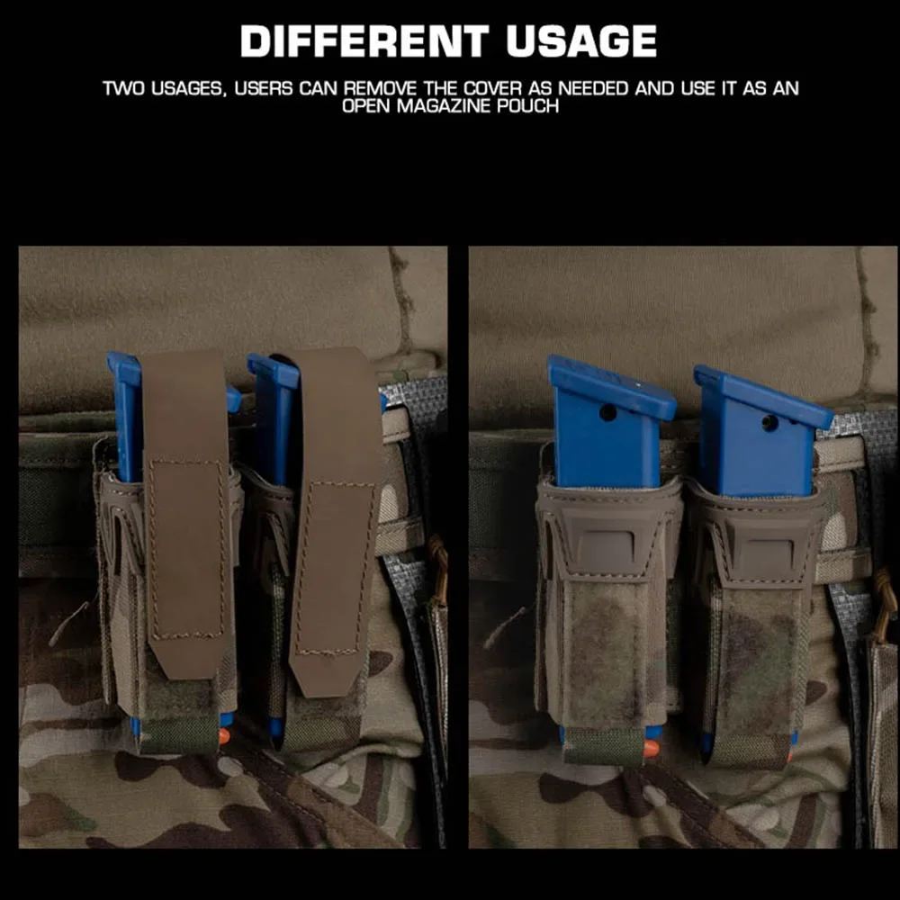 SINAIRSOFT-bolsa doble Mag de 9MM, estilo camuflaje, bolsa para revista de pistola, MOLLE, chaleco de caza Airsoft de liberación rápida, cinturón táctico - imagen 5