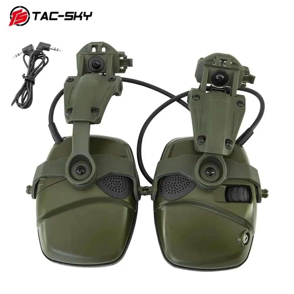 TAC-SKY Protección auditiva electrónica Auriculares de tiro táctico con cancelación de ruido, adaptador de montaje en riel ARC, orejeras de silicona - imagen 5