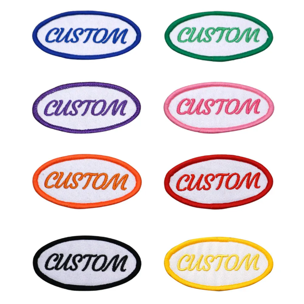 Parche elíptico con nombre bordado personalizado para ropa, mochila y sombreros, con respaldo de gancho o planchado - imagen 2