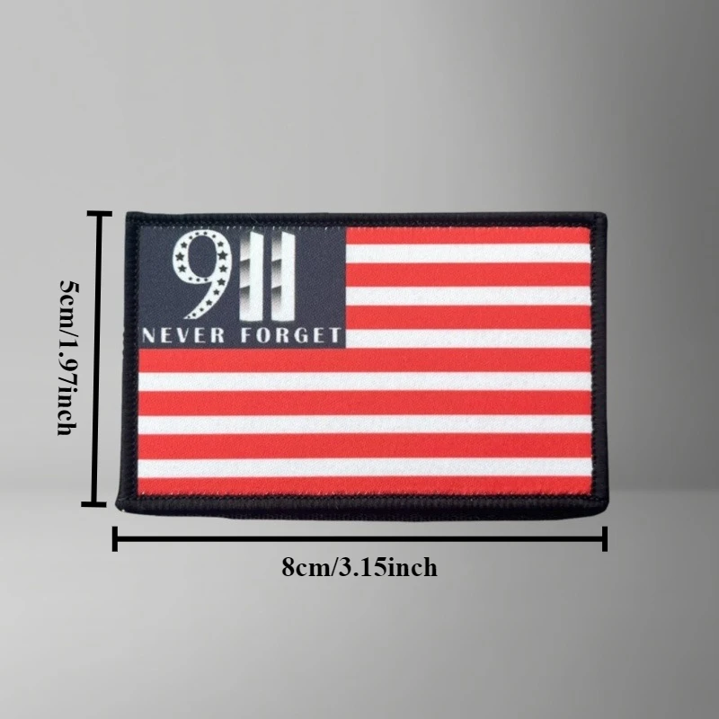 Parche táctico "9-11 Bandera de EE. UU.", brazalete impreso, insignia de moral, parches con gancho, pegatinas para ropa y mochila - imagen 3