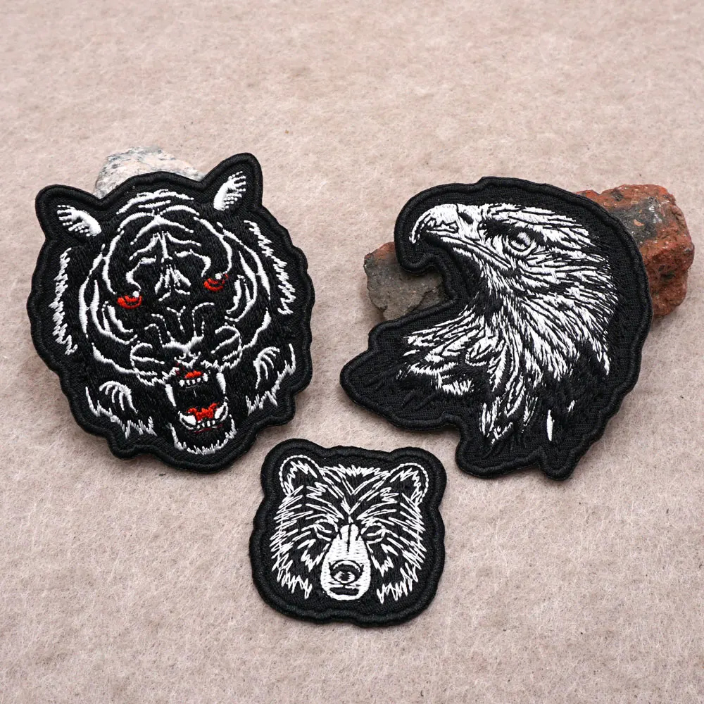 Parches bordados, insignias de moral de tigre/águila/oso, se pueden utilizar para ropa de exterior y mochilas, parches y insignias DIY - imagen 3