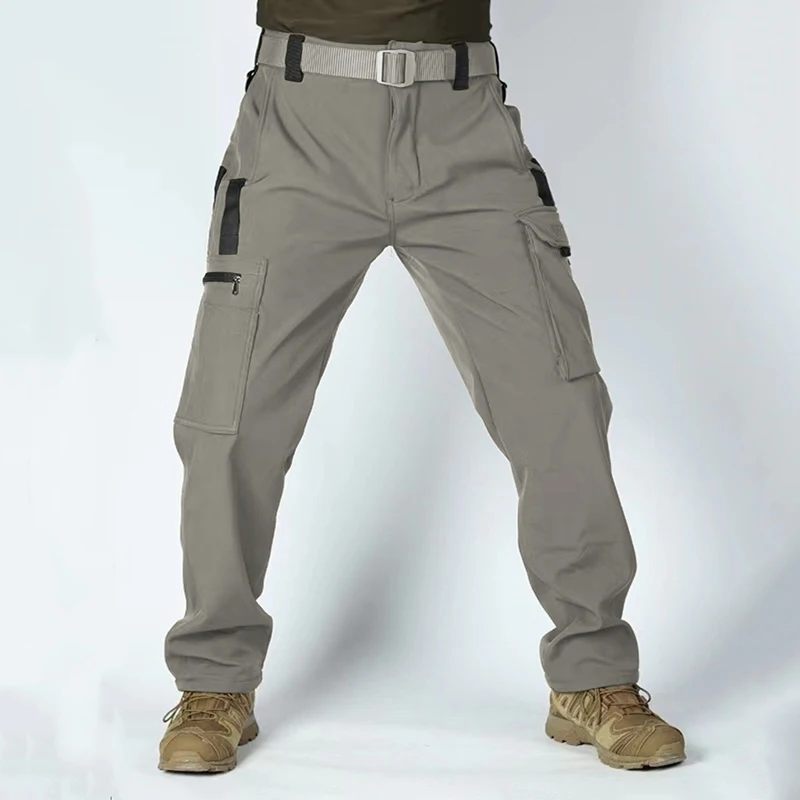 Pantalón de trabajo táctico para hombre, pantalón Cargo de lana de invierno, 1/2 Uds., pantalones SoftShell impermeables, pantalones resistentes al desgaste para exteriores con múltiples bolsillos - imagen 5