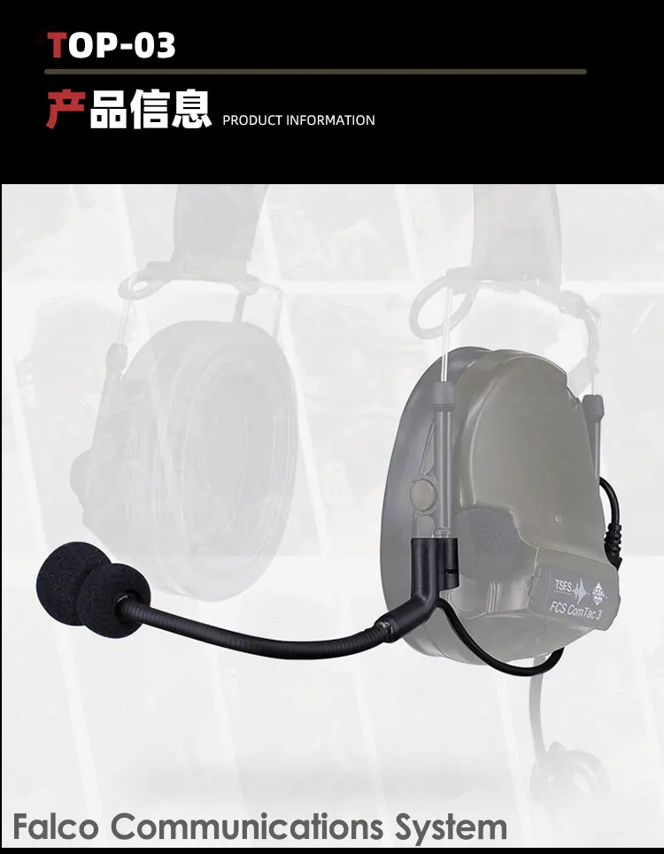 Detalle del micrófono dinámico C3 para sistemas Comtac3