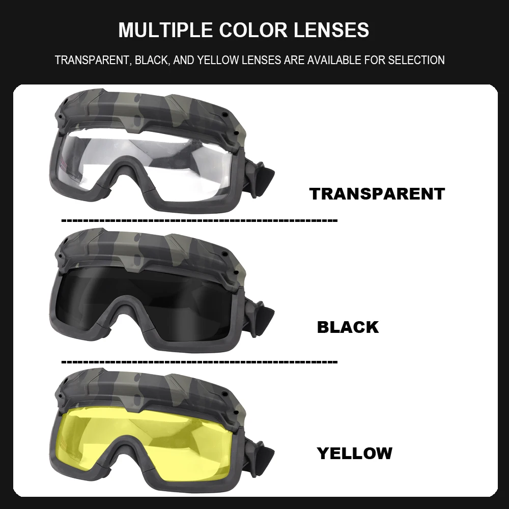Gafas tácticas para casco rápido para exteriores, gafas protectoras para Airsoft y Paintball, gafas de sol deportivas para hombre, gafas antiniebla a prueba de viento - imagen 4