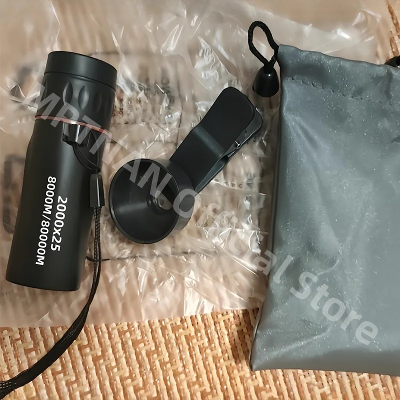Telescopio Monocular para exteriores, Mini telescopio portátil de 2000x25 HD para teléfono móvil, con soporte, para acampar, cazar, avistamiento de aves