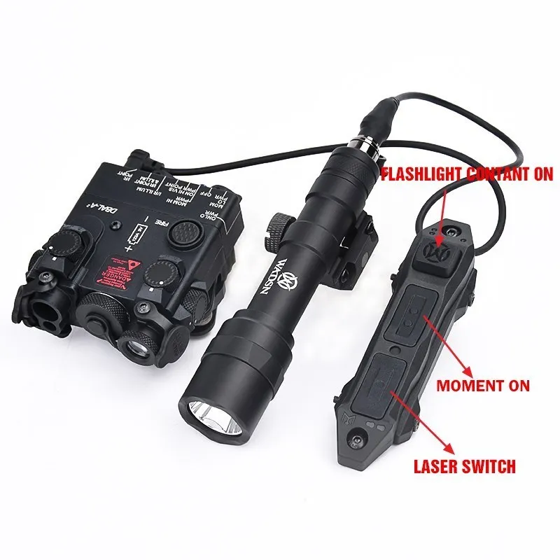 Wadsn luz estroboscópica IR DBAL A2, láser IR de doble haz rojo y verde, M600U, M300, linterna Airsoft, interruptor de presión de doble función para caza - imagen 2