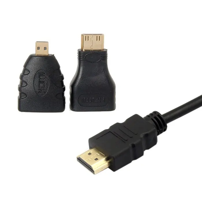 CY-fuente HDTV de Color negro a VGA, Cable de salida hembra con Micro y Mini adaptador para proyector, Monitor, PC, portátil - imagen 3
