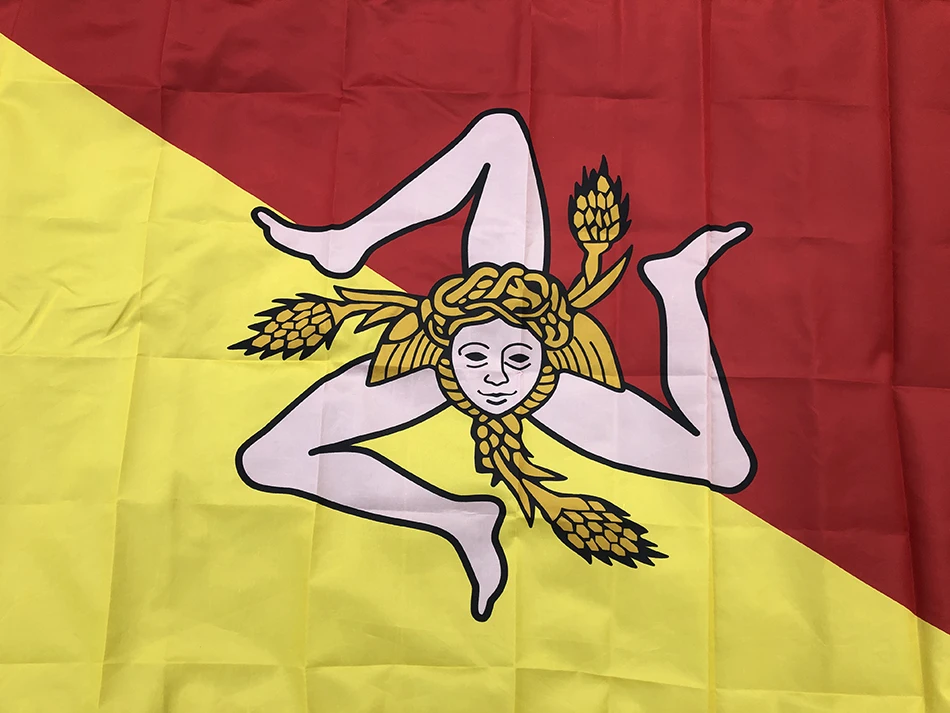 SKY FLAG Bandera de Sicilia 90x150cm 3x5 pies Banderas y pancartas de Sicilia Símbolo de Trinacria de Italia Bandera de Sicilia para Decoración - imagen 3