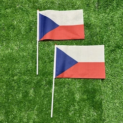 Bandera de mano checa ondeante con poste plástico para deporte y hogar
