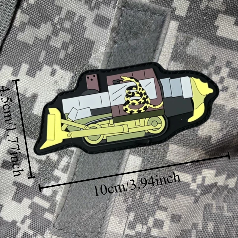 Killdozer Gadsden parche de PVC 3D gancho táctico y bucle insignia de moral mochila pegatina decorativa brazalete parches DIY para ropa - imagen 3