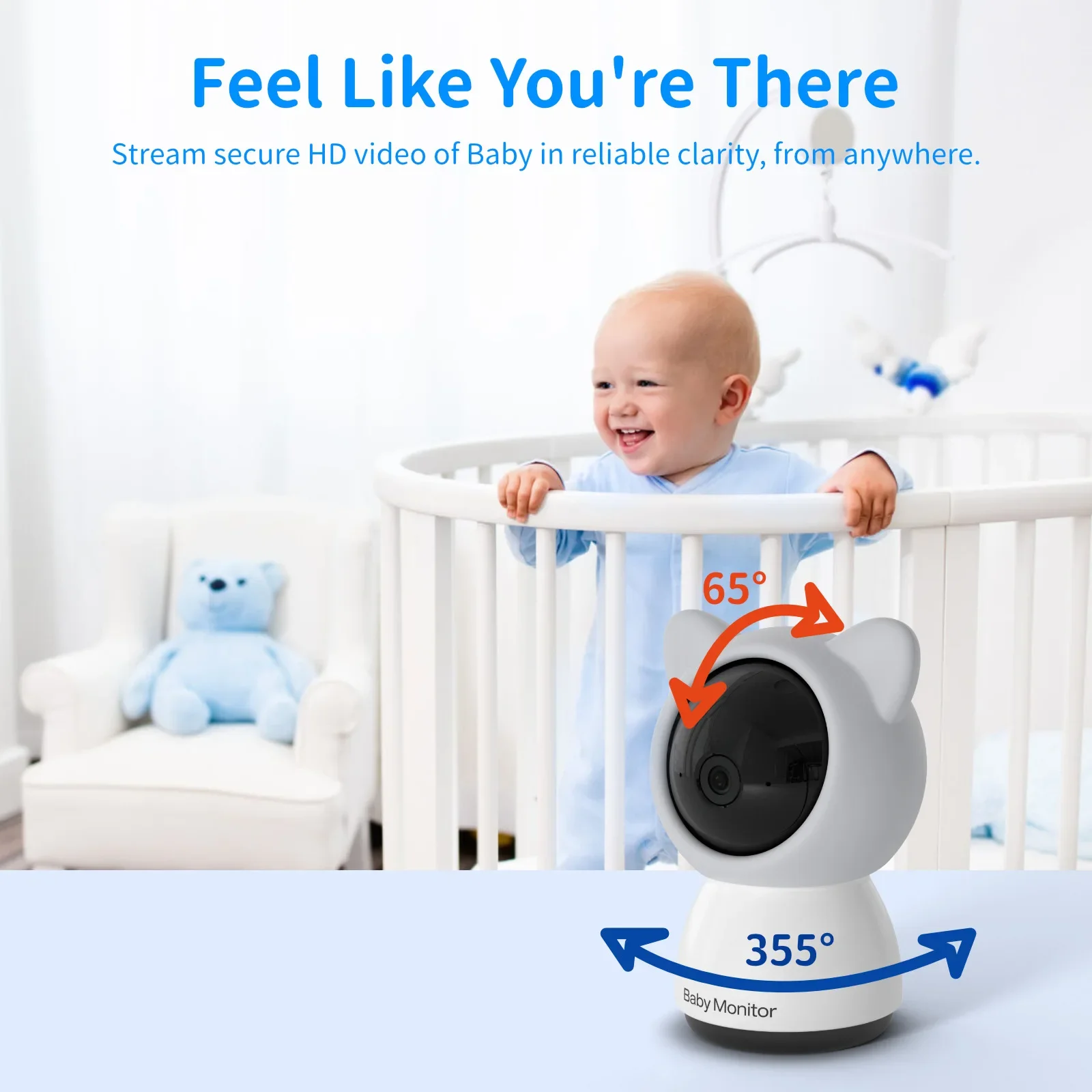 B5 Monitor de bebé teléfono de bebé cámara de vídeo para bebé Bebe Nanny HD 5 pulgadas LCD conversación bidireccional PTZ canciones de cuna monitoreo de Audio y vídeo - imagen 2