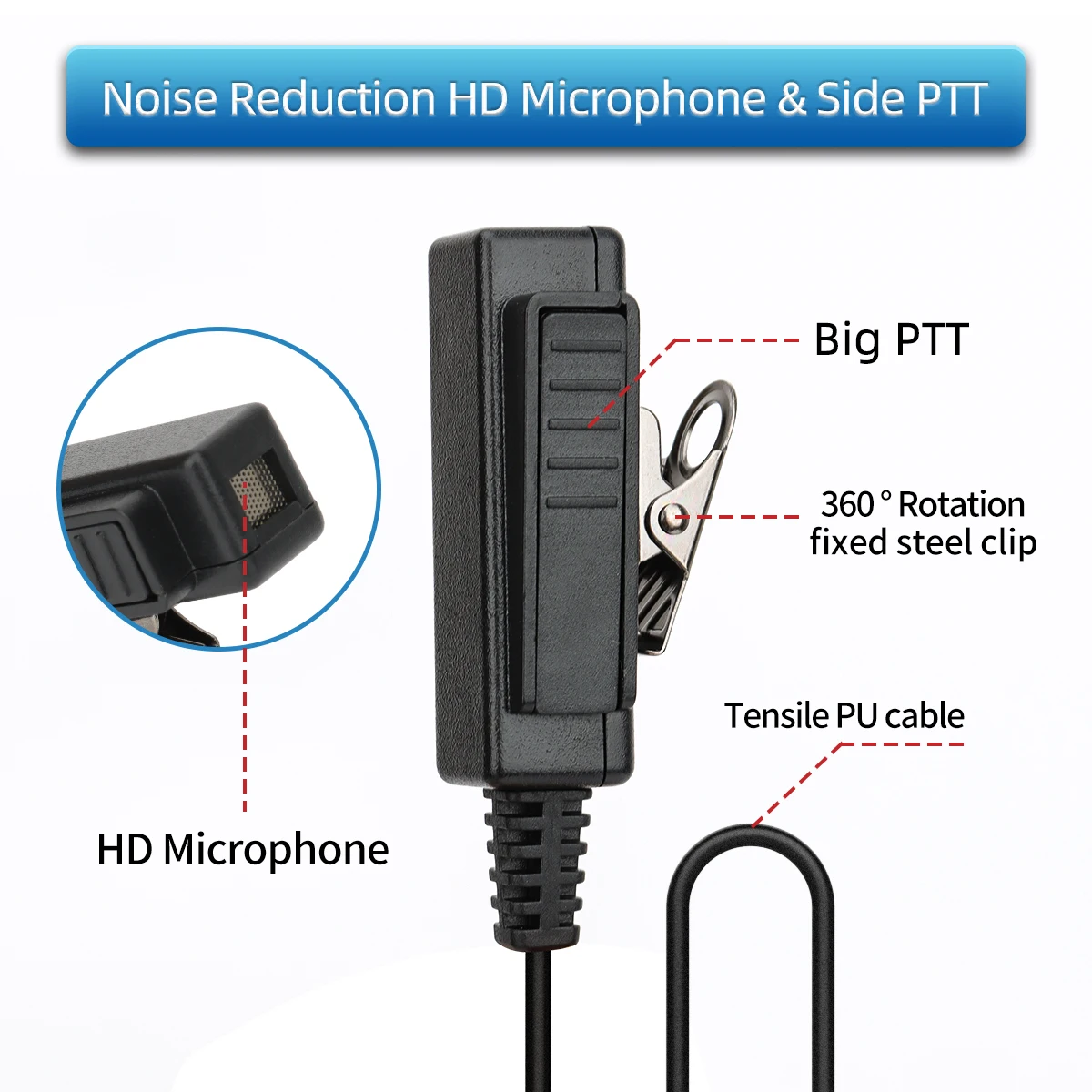 ABBREE APX 6000 auricular de tubo acústico con micrófono PTT para Motorola MTP850 MOTOTRBO XPR 6550 Walkie Talkie - imagen 2