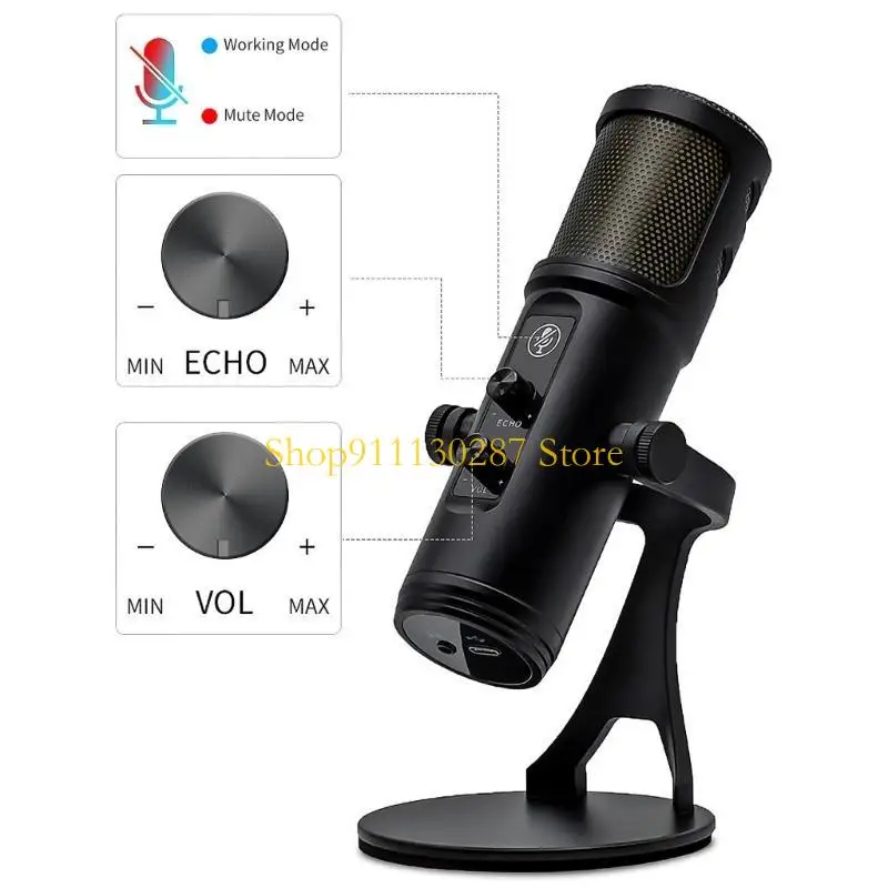 J1HC Professional USB Micrófono con tecnología ruido iluminación RGB Mics Mods reducción ruido /acústica /acústica - imagen 5