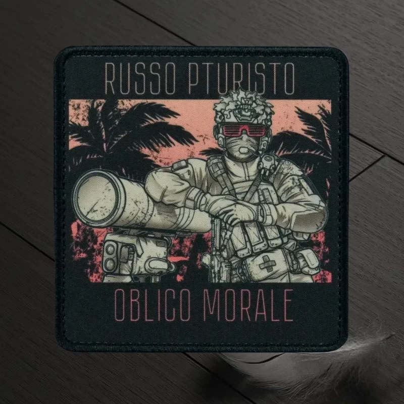 Parche estampado divertido "Russo Pturisto", insignia de moral táctica, gancho y bucle, mochila militar, ropa, pegatina decorativa, brazalete - imagen 5